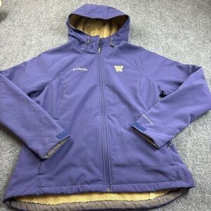 COLUMBIA Women’s Purple Omni-Wind block Sherpa lined hooded soft shell  UW sz XL
